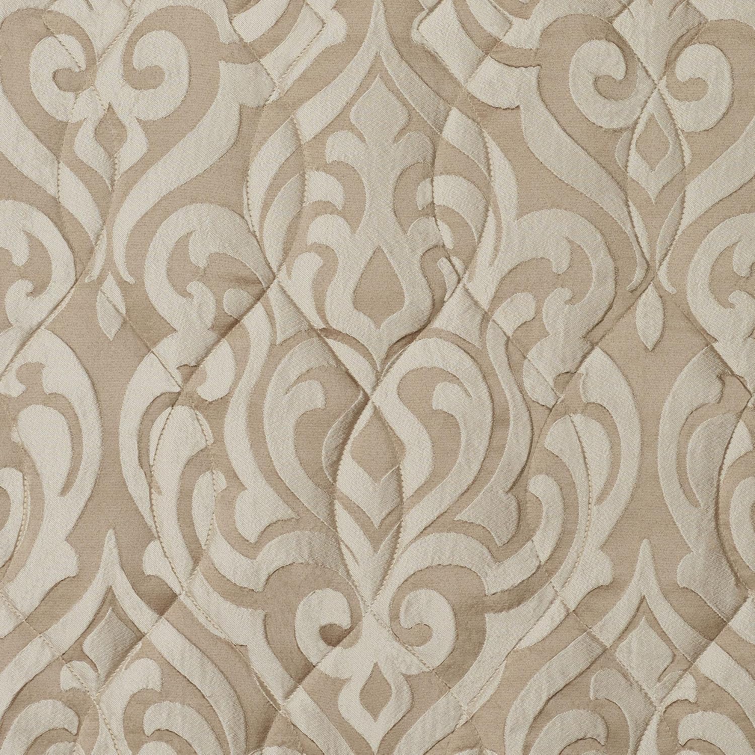 Davenport Luxury Bedding | Neutral Sand and Beige Color Palette | Elegant Jacquard-Woven Puff-Textured Scrollwork Medallions | 3 Piece Bedding Set Includes Oversized King Bedspread and 2 King Shams