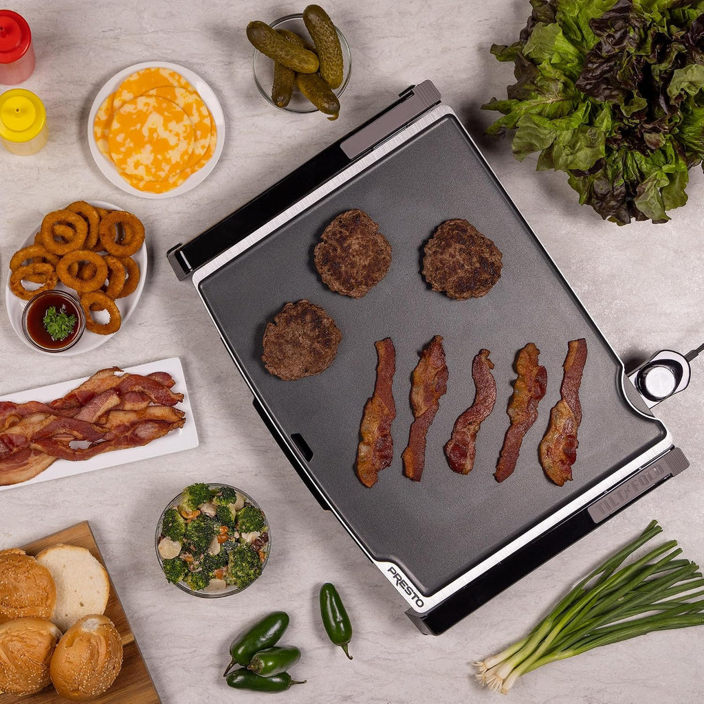 Presto XL 07073 Electric Tilt-N-fold Griddle, 19', Black & 07046 Tilt 'n Drain Big Griddle Cool-Touch Electric Griddle