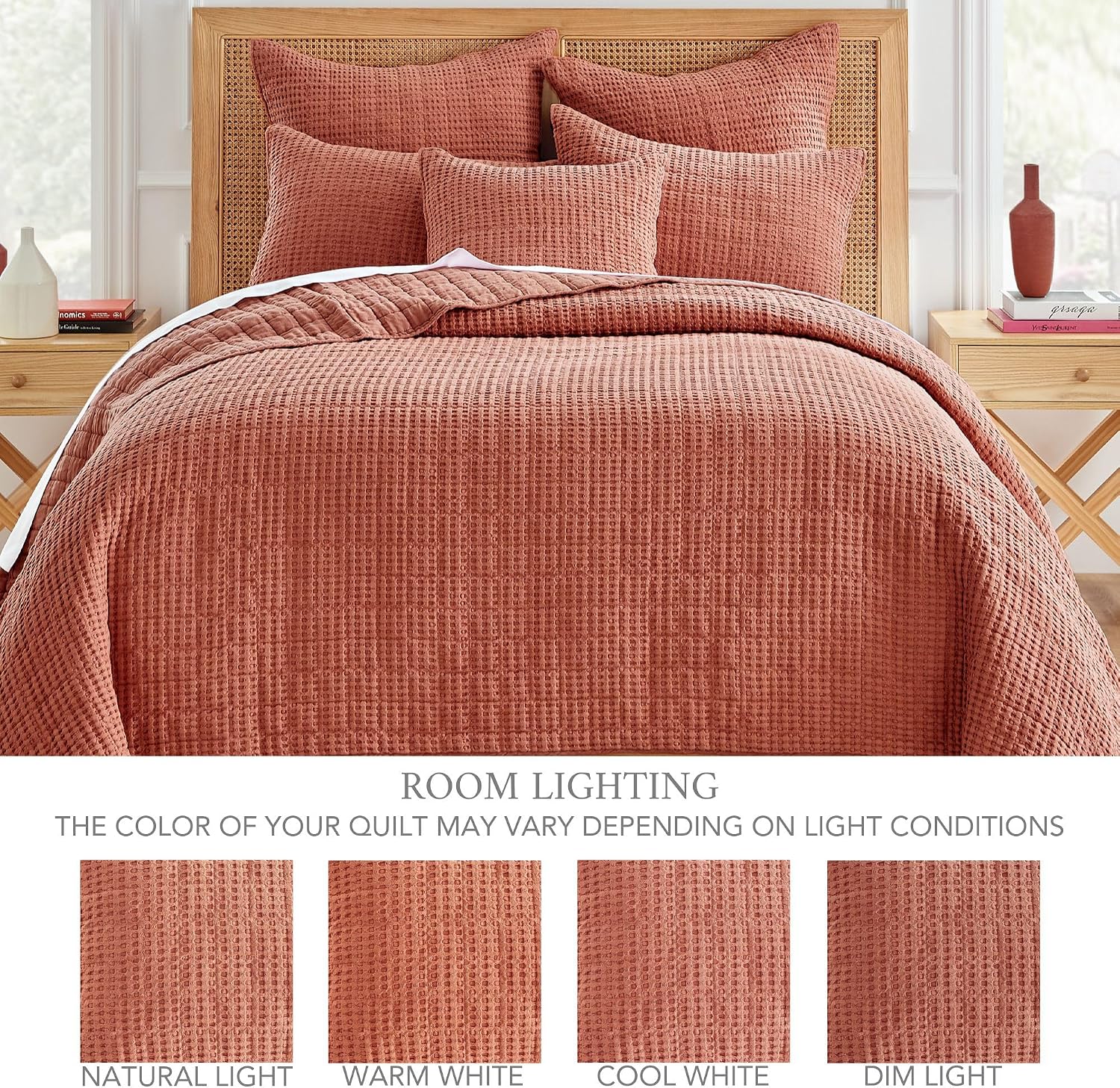 Levtex Home Mills Waffle King/Cal King Quilt Set (106x92in) with 2 Pillow Shams (36x20in) - Adobe - 100% Cotton King Size Quilt Bedding Set - Lightweight, Soft, Pre-Washed