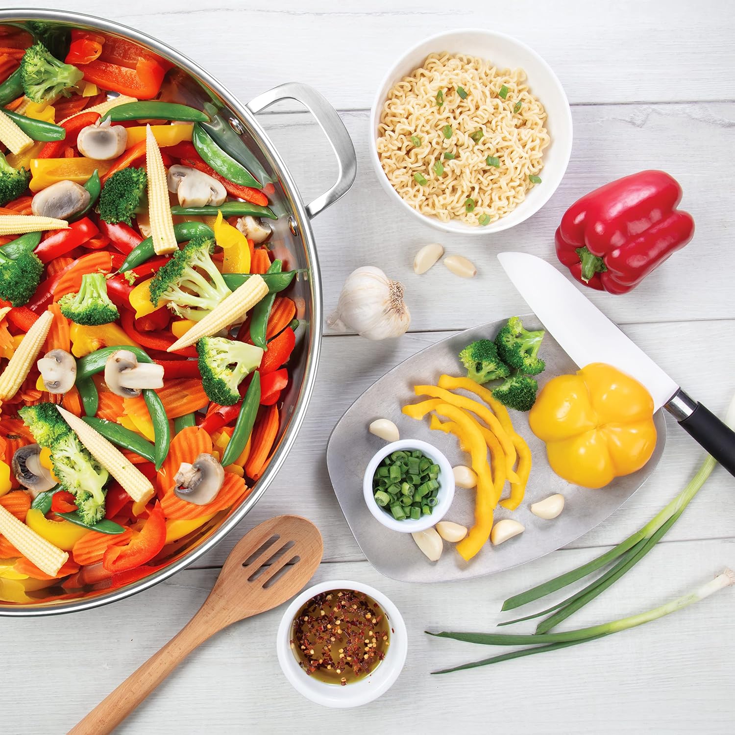 XL Electric 16' Skillet By CucinaPro- 18/10 Stainless Steel Frying Pan with Tempered Glass Lid and Handle, Round with Adjustable Temperature Control Probe, Portable, Includes Recipe Guide, Great Gift