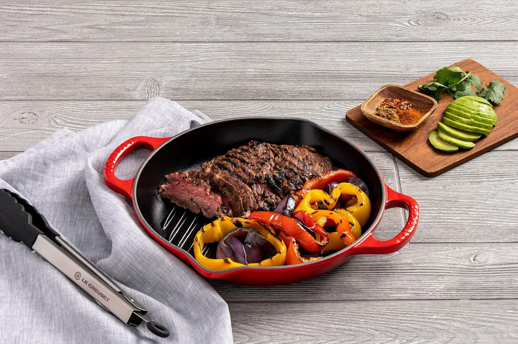 Le Creuset Enameled Cast Iron Signature Deep Round Grill, 9.75', Cerise