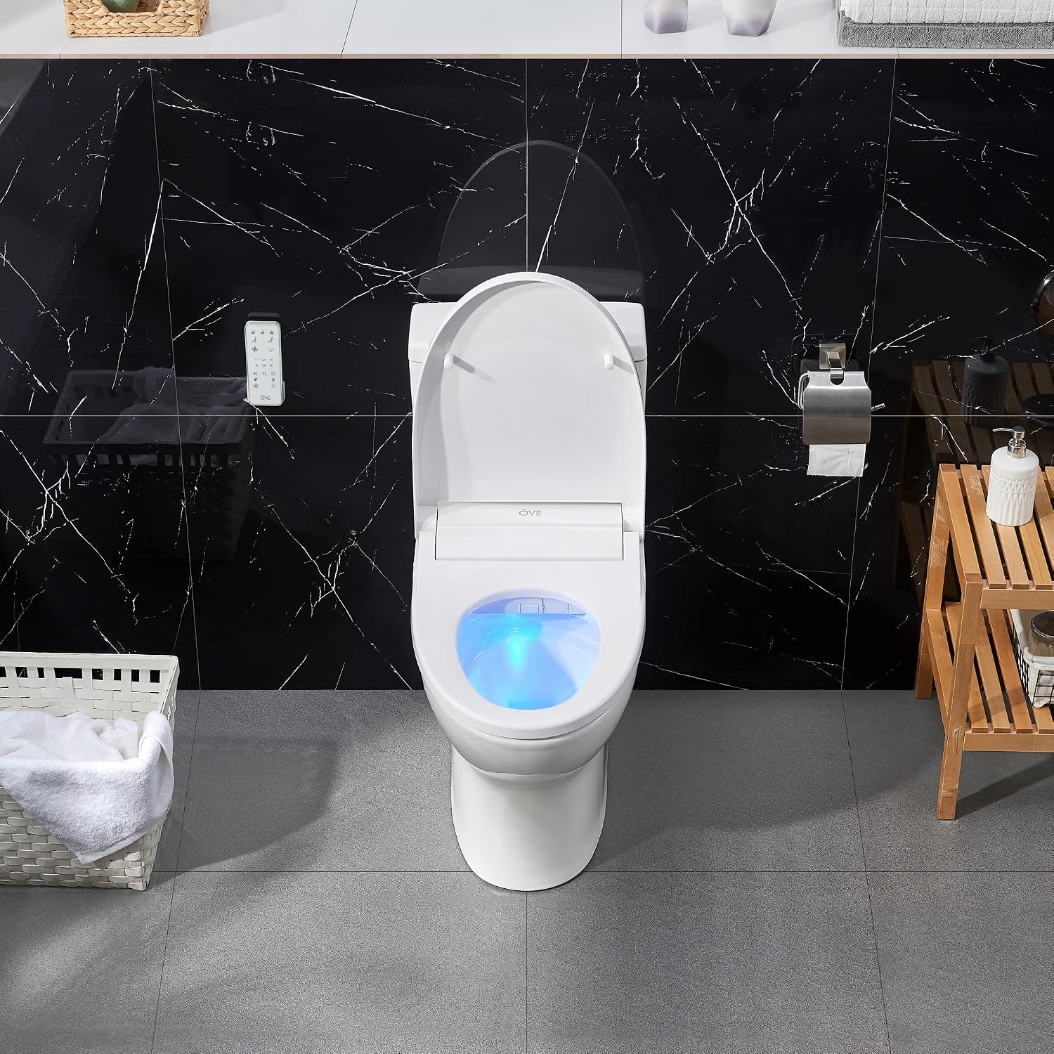 OVE Decors Wilma Smart Toilet with Integrated Bidet Seat, Heated Seat with Auto Flush and Warm Water and Multi Function Remote Control, White