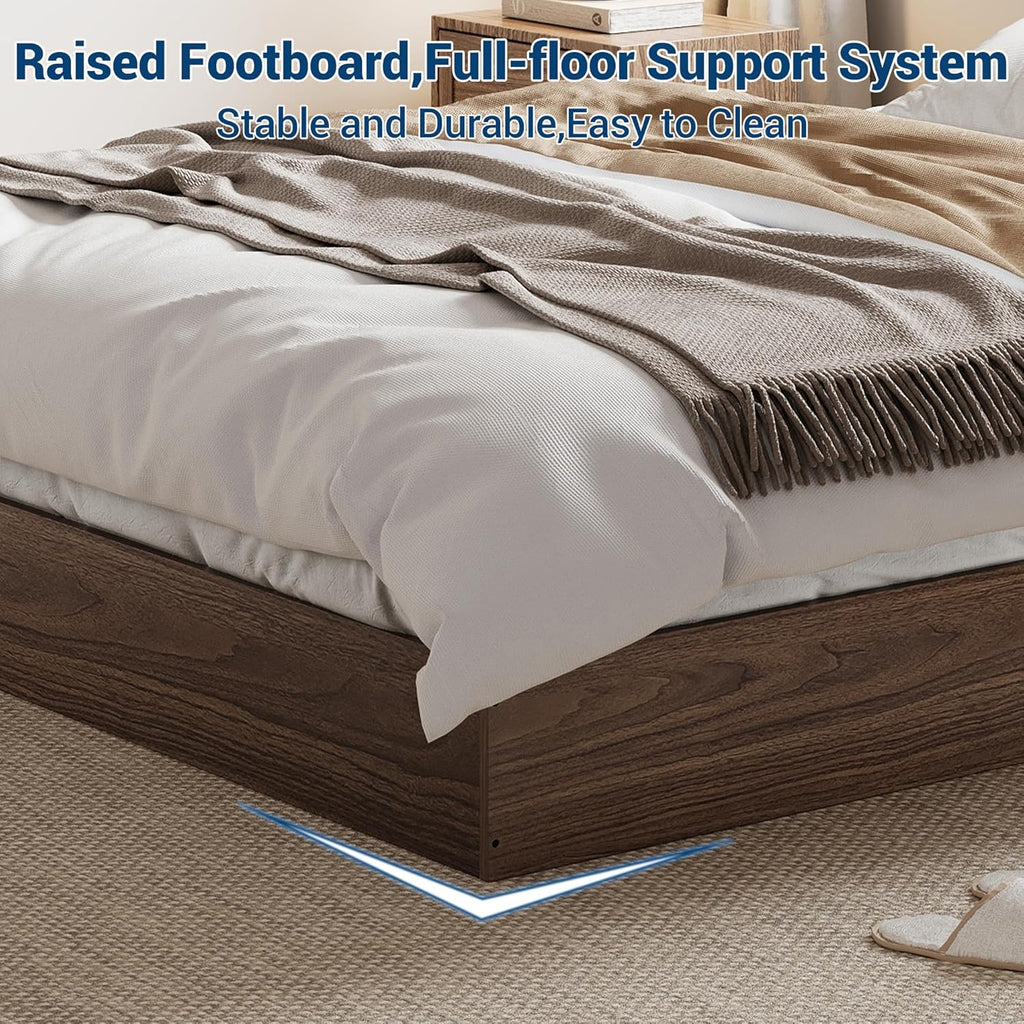GarveeHome Queen Size Wood Platform Bed Frame,Wooden Bed Frame Without Headboard, Wood Slat Support,No Box Spring Needed, Easy Assembly