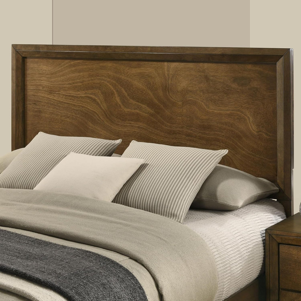 Furniture of America Extan Modern Solid Wood 6-Piece Bedroom Set with Beveled Corner, Metal Center Glide, Zinc Iron Bronze Knobs, Box Spring Needed, Full, Walnut