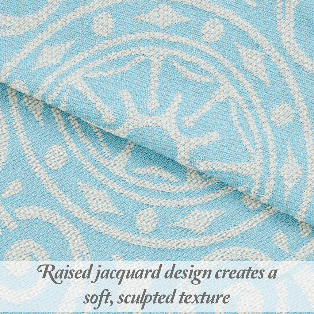Superior Cotton Blend 3-Piece Bedspread Set, Tailored Bedspread Drape, 2 Matching Pillow Shams, Lightweight Blanket, Jacquard Traditional Medallion Bedding Decor, Adalie Collection, King, Aqua