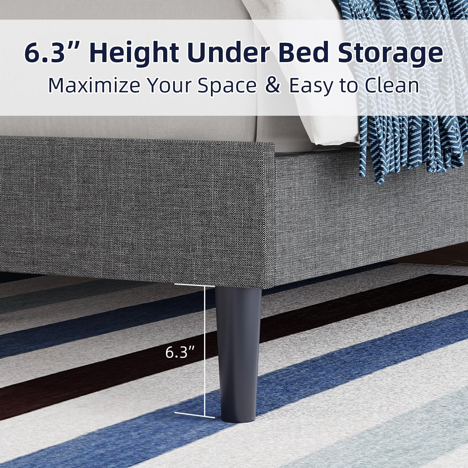 BarnFurin King Size Platform Bed Frame, Fabric Upholstered Bed with Button Tufted Headboard, Adjustable Headboard Design, Easy Assembly, No Box Spring Required, Light Grey