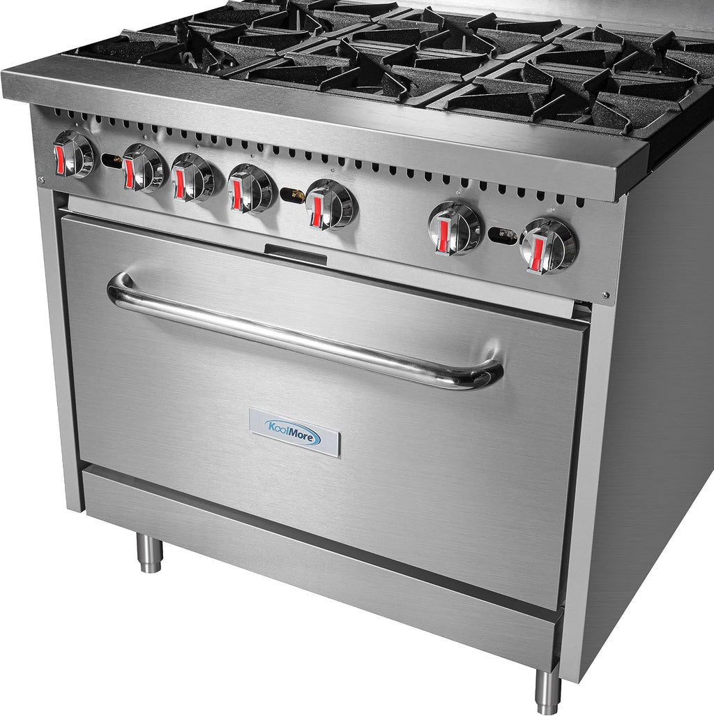 KoolMore 36 in. 6 Burner Commercial Liquid Propane Range with Oven (KM-CR36-LP)