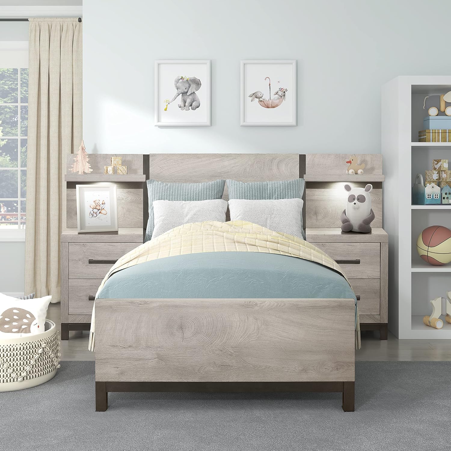 Lexicon Azalea 3-Piece Bedroom Set, Twin, Light Gray/Gunmetal