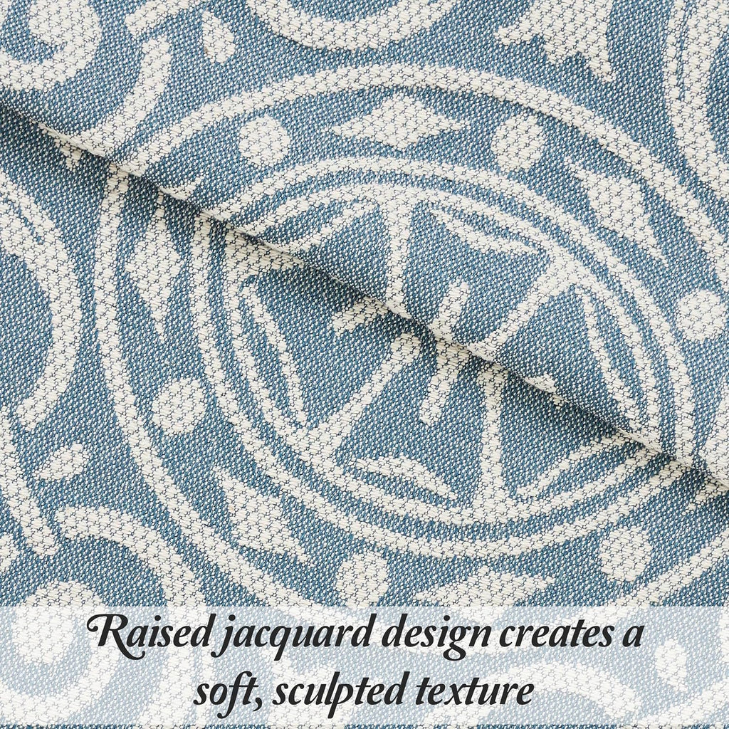 Superior Cotton Blend 2-Piece Bedspread Set, Oversized Bedspread, 1 Matching Pillow Sham, Jacquard Traditional Medallion Bedding Decor, Adalie Collection, Twin, Cerulean Blue (Pack of 2)