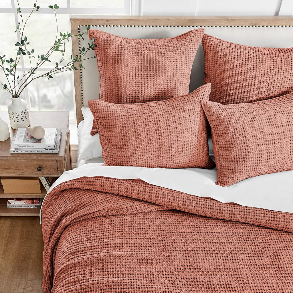 Levtex Home Mills Waffle King/Cal King Quilt Set (106x92in) with 2 Pillow Shams (36x20in) - Adobe - 100% Cotton King Size Quilt Bedding Set - Lightweight, Soft, Pre-Washed
