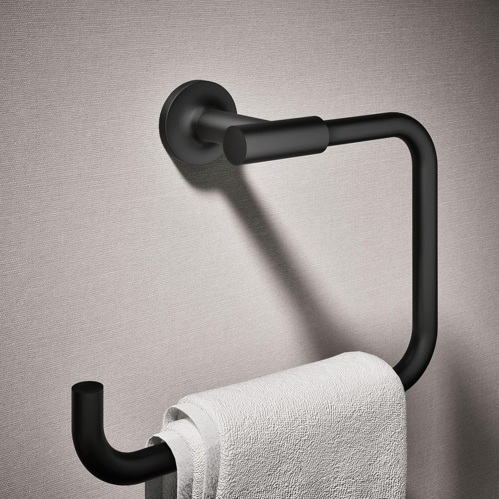 KOHLER 14441-BL Purist Towel Ring, for Bathroom, Wall-Mount Ring, Bathroom Towel Holder, Matte Black