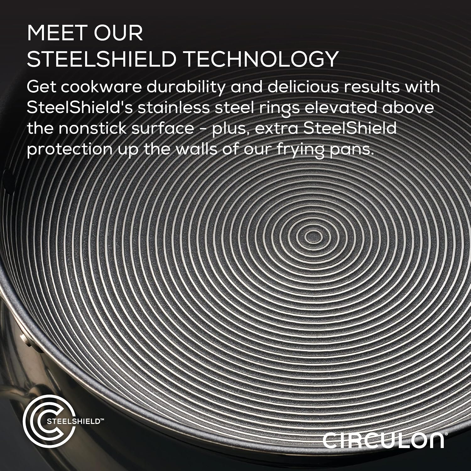 Circulon Clad Stainless Steel Induction Frying Pan and Wok Set with Hybrid SteelShield and Nonstick Technology, 4 Piece - Stainless Steel