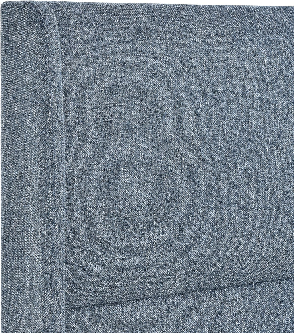 Roundhill Furniture Arles 3-Piece Upholstered Bedroom Set, Wingback Platform Bed with Two Nightstands, Blue Fabric, King