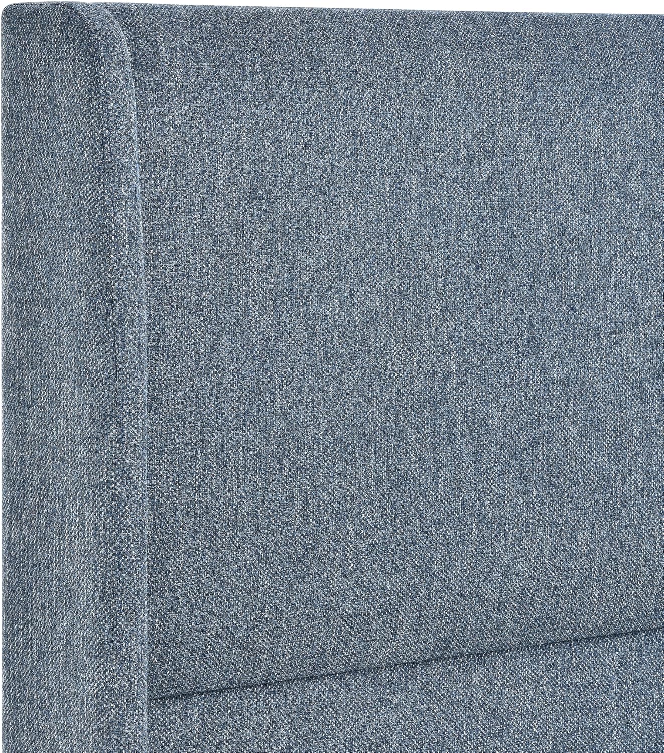 Roundhill Furniture Arles 3-Piece Upholstered Bedroom Set, Wingback Platform Bed with Two Nightstands, Blue Fabric, King