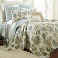 Levtex Home - Grey Palladium Quilt Set - Twin/Twin XL Quilt 68x86in. + One Standard Pillow Sham 26x20in. - Paisley - Green, Yellow, Grey, Blue, and White - Reversible - Cotton Fabric