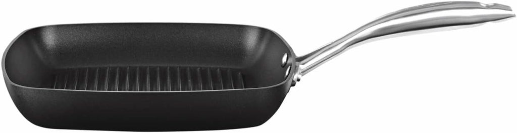 Scanpan Pro IQ 10.5 Inch Square Nonstick Grill Pan – Compatible with All Cooktops, Induction Ready, Metal Utensil Safe, Dishwasher & Oven Safe to 500°F, Black